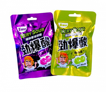 Кислая фруктовая карамель "Very Sour" яблоко и виноград 26гр 1шт/20уп